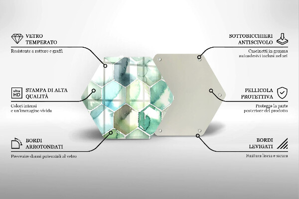 Protection plaque induction Hexagones aquarelle