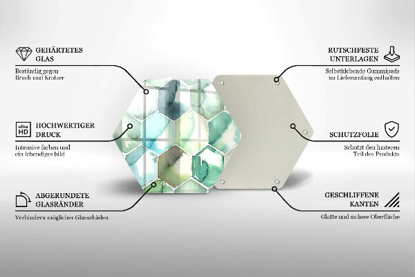 Protection plaque induction Hexagones aquarelle