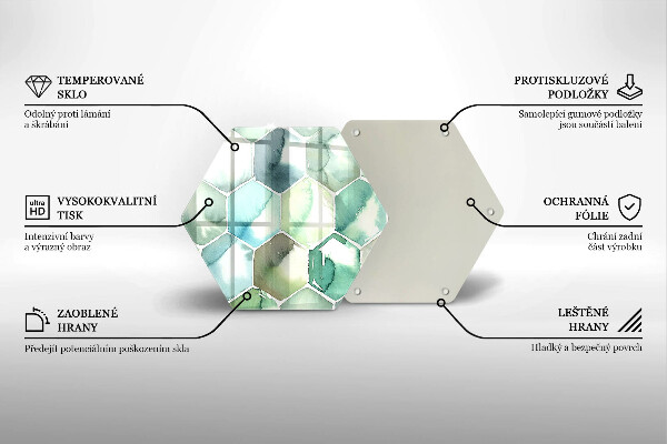 Protection plaque induction Hexagones aquarelle