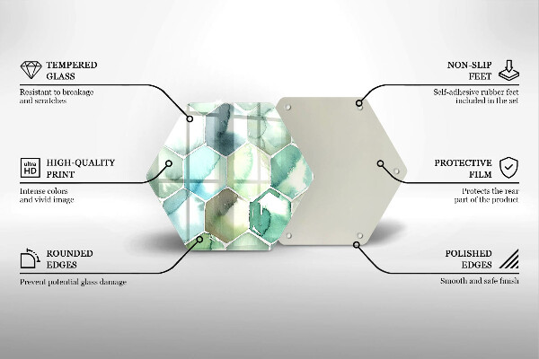 Protection plaque induction Hexagones aquarelle
