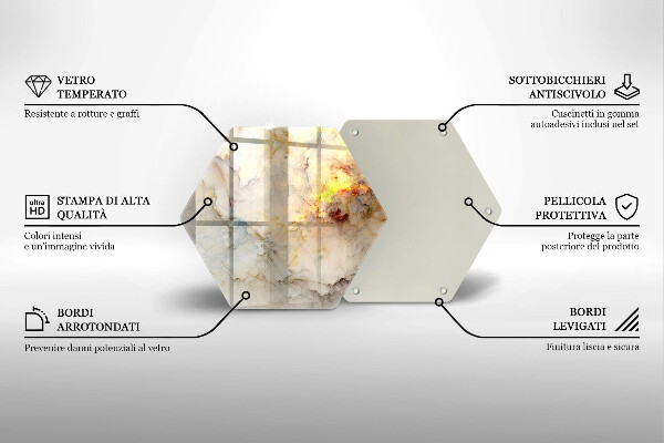 Protection plaque induction Texture de marbre avec de l'or