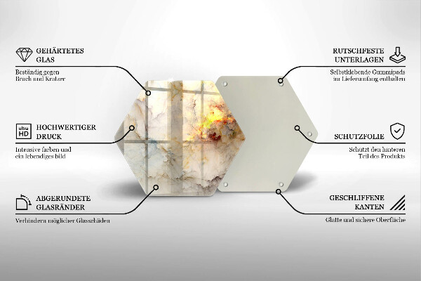 Protection plaque induction Texture de marbre avec de l'or