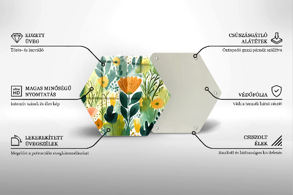 Protection plaque induction Fleurs peintes