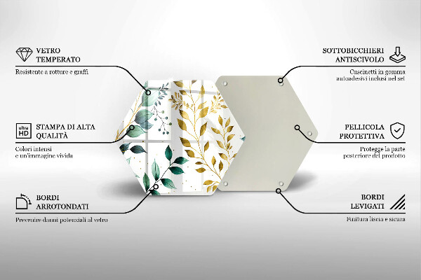 Protection plaque induction Feuilles vertes et dorées