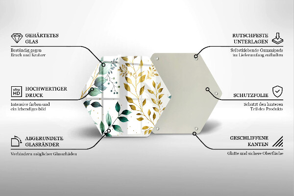 Protection plaque induction Feuilles vertes et dorées