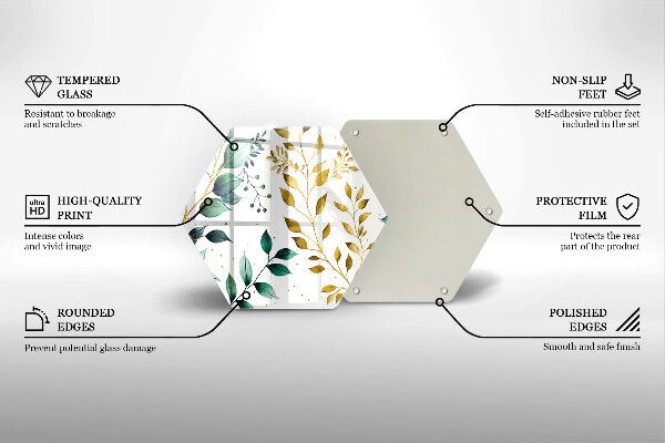 Protection plaque induction Feuilles vertes et dorées