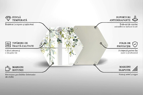 Protection plaque induction Feuilles et fleurs décoratives