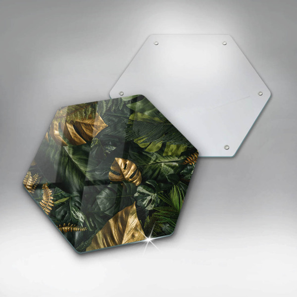 Cache plaque de cuisson Feuilles de monstera dorées