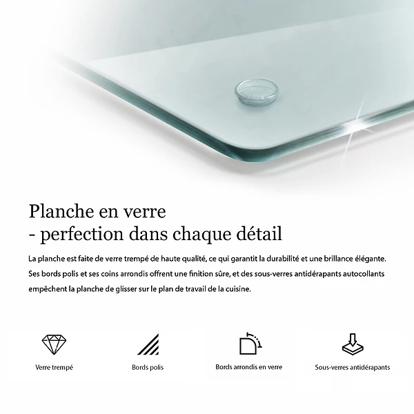 Planche à découper en verre transparent 40x52 cm lot de 2