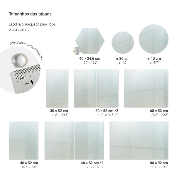 Planche à découper en verre, lot de 2, format 40 x 52 cm