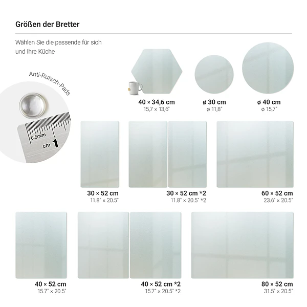 Planche à découper en verre 60 x 52 cm
