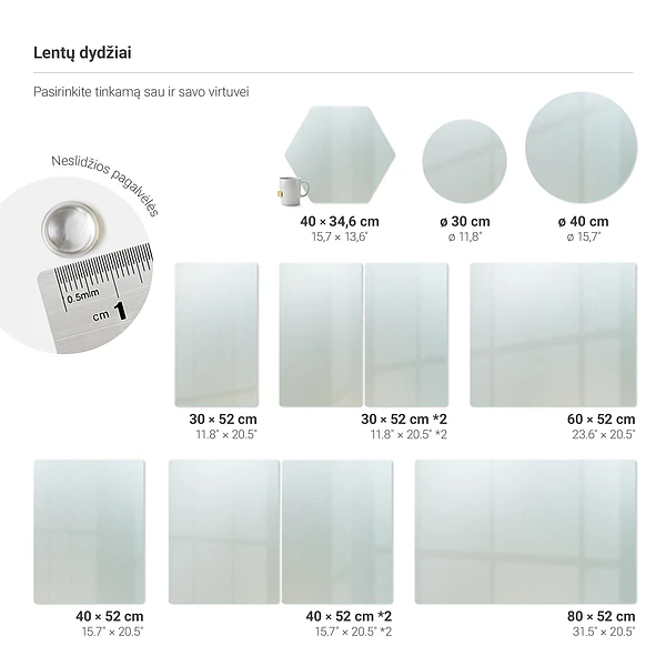 Planche à découper en verre 60 x 52 cm