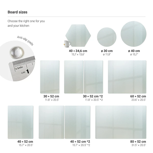 Planche à découper en verre 60 x 52 cm
