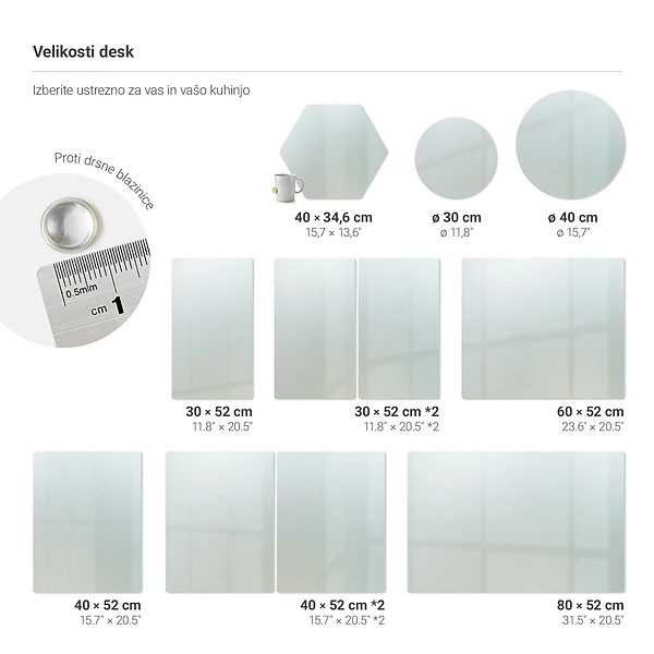 Planche à découper en verre 80 x 52 cm