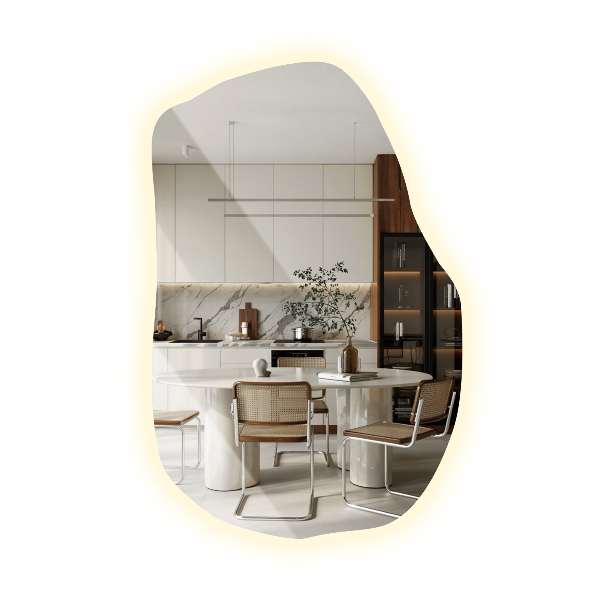 Miroir lumineux irregulier moderne 80x52 cm