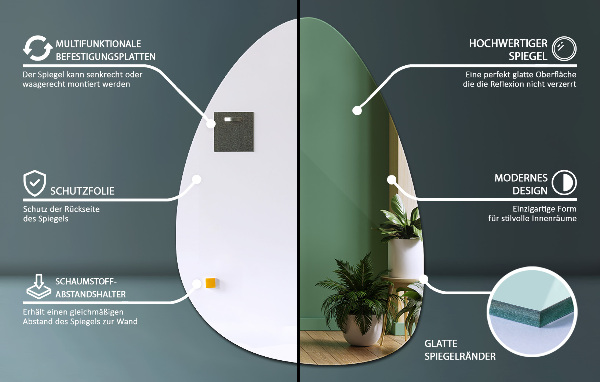 Miroir mural ovoïde 64x90 cm