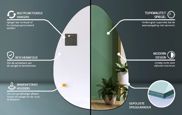Miroir mural ovoïde 64x90 cm