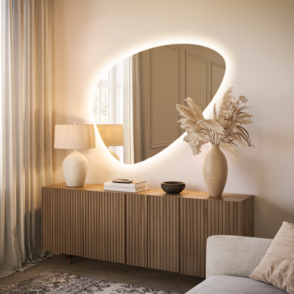 Miroir LED forme œuf 57x80 cm