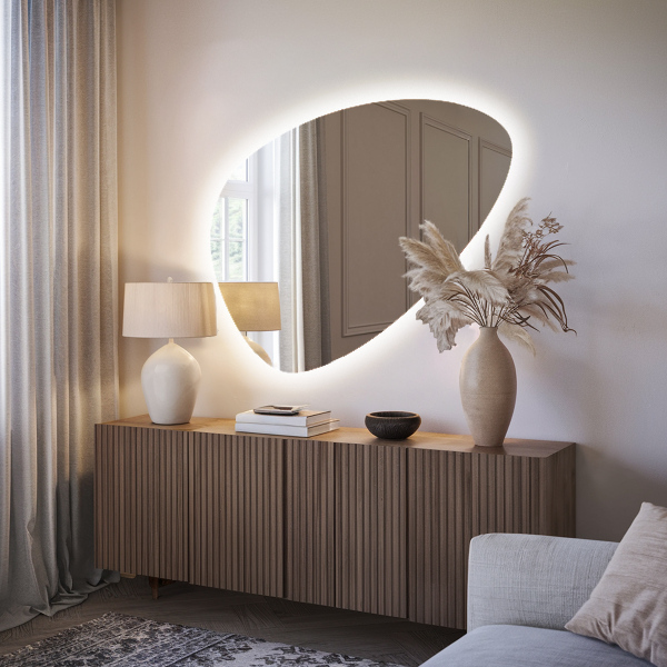 Miroir LED forme œuf 57x80 cm
