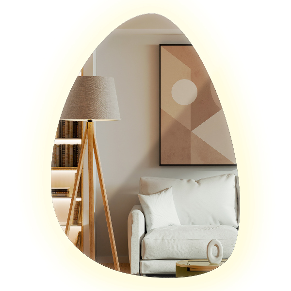 Miroir LED forme œuf 57x80 cm