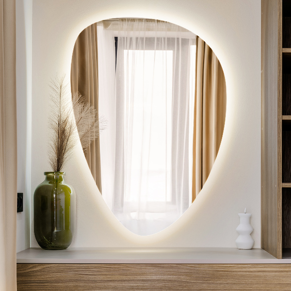 Miroir LED forme œuf 57x80 cm