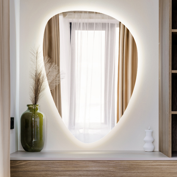 Miroir LED forme œuf 57x80 cm