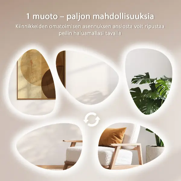 Miroir LED forme œuf 57x80 cm