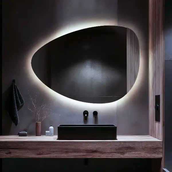 Miroir LED forme œuf 57x80 cm