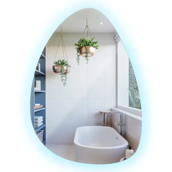 Miroir mural ovoïde avec éclairage LED 64x90 cm