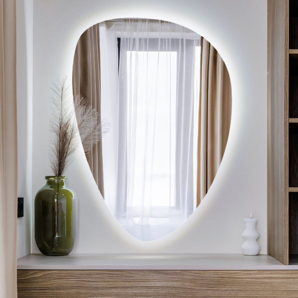 Miroir mural ovoïde avec éclairage LED 64x90 cm