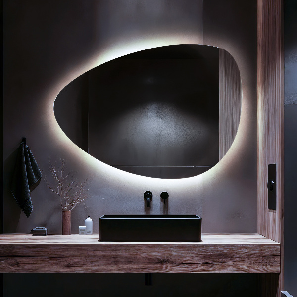 Miroir mural ovoïde LED 64x90 cm
