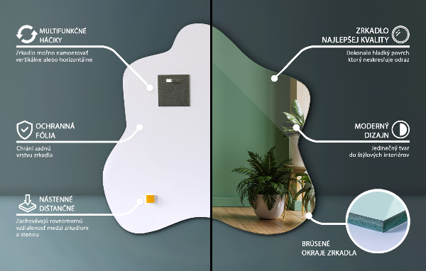 Miroir tache asymétrique 48x48 cm