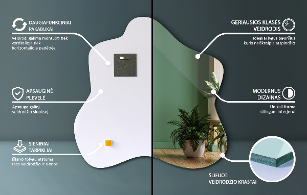 Miroir tache asymétrique 68x67 cm