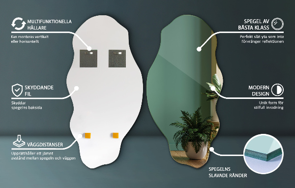 Miroir forme organique tache 45x90