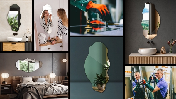 Miroir forme organique tache 45x90