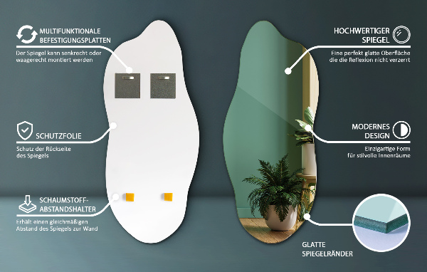 Miroir asymétrique décoratif pour le mur 35x80 cm