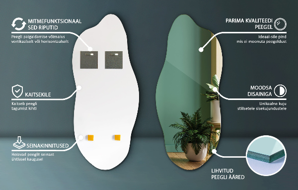 Miroir forme organique sans cadre 40x90 cm