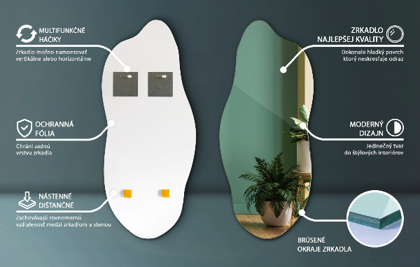 Miroir irregulier moderne 45x100 cm