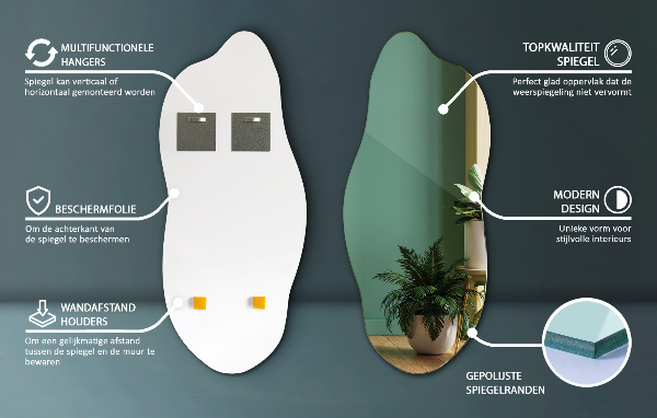 Miroir irregulier moderne 45x100 cm