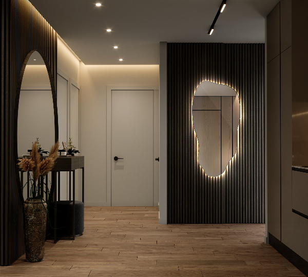 Miroir organique led élégant 45x90 cm