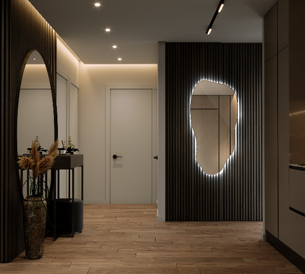 Miroir forme organique led moderne 50x100 cm