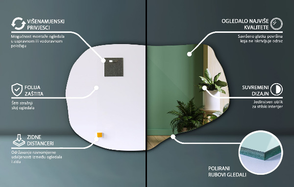 Miroir forme irrégulière mural 100x65 cm