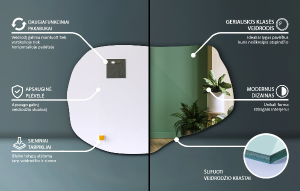Miroir forme organique stylisé 90x59 cm