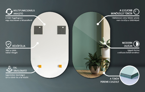 Miroir ovale sans bord 40x70 cm