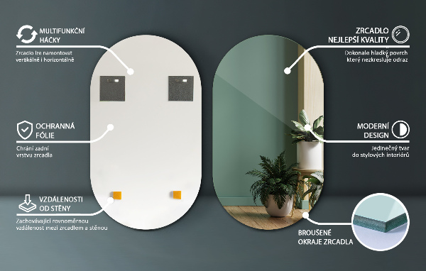 Miroir ovale sans cadre 52x90 cm