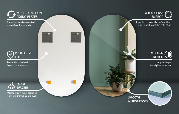 Miroir ovale sans cadre 52x90 cm