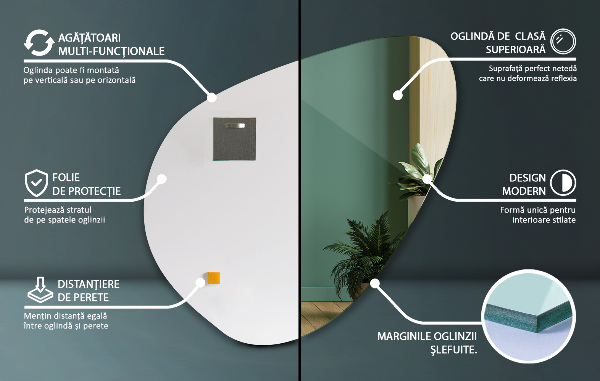 Miroir forme organique 58x58 cm