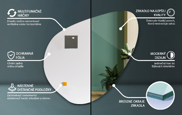 Miroir irregulier 77x77 cm