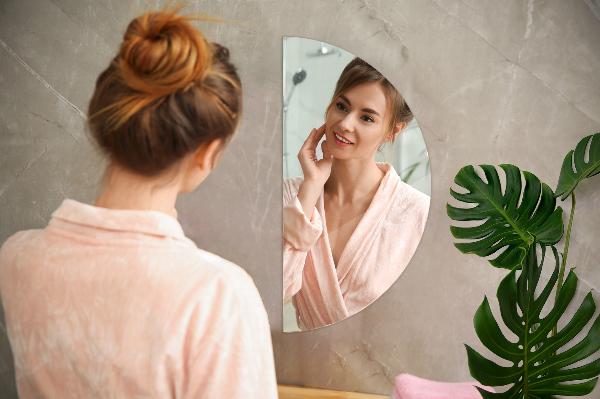 Miroir mural demi-cercle sans cadre 25x50 cm