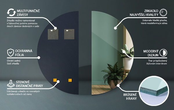 Miroir demi-rond sans bordure 40x80 cm